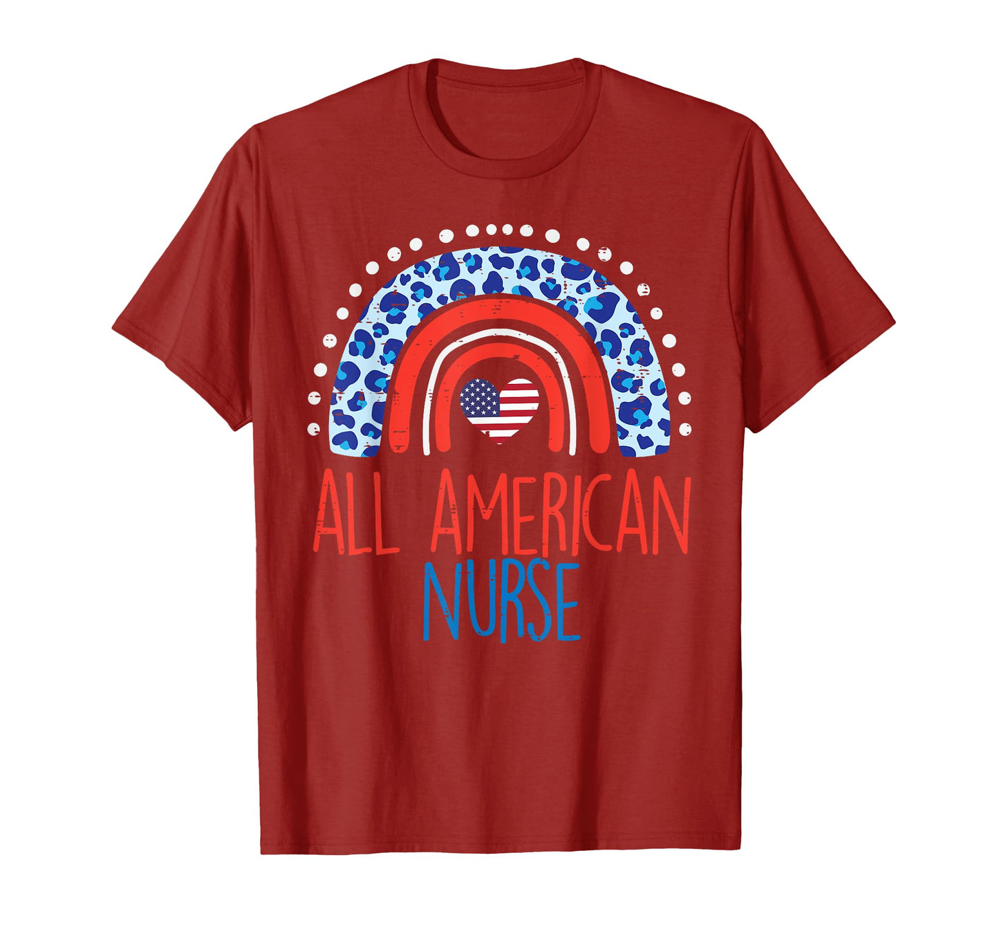 Rainbow All American Nurse 4th Of July Fourth Scrub Women RN T-Shirt