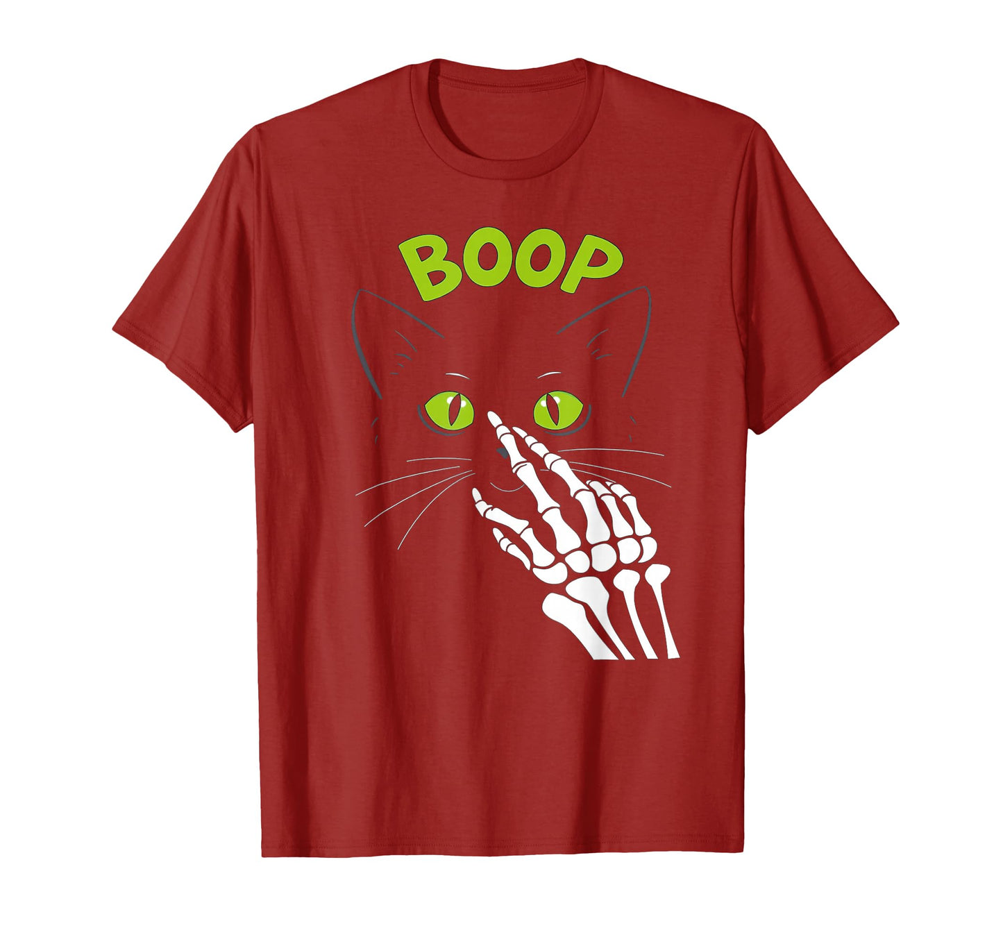 Skeleton Hand Boop On A Cat's Nose Funny Halloween Graphic T-Shirt