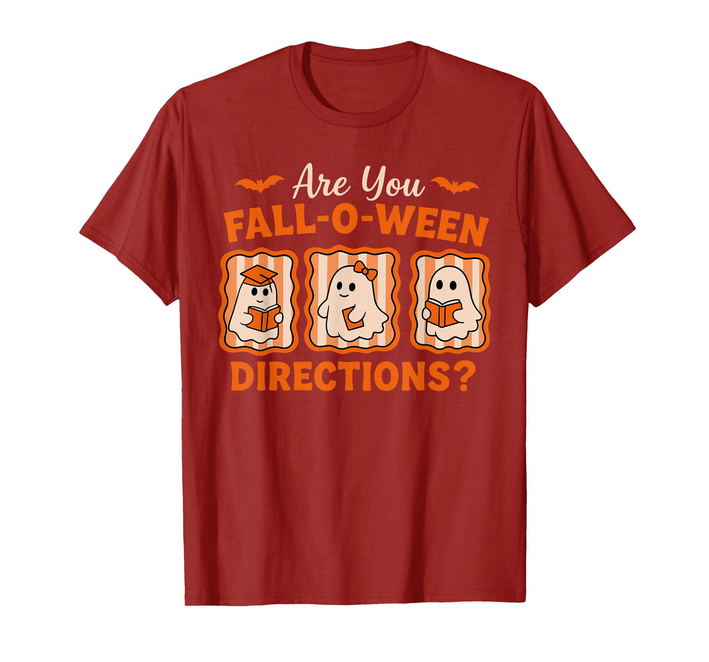 Retro are You Fall-O-Ween Directions Teacher Halloween Ghost T-Shirt