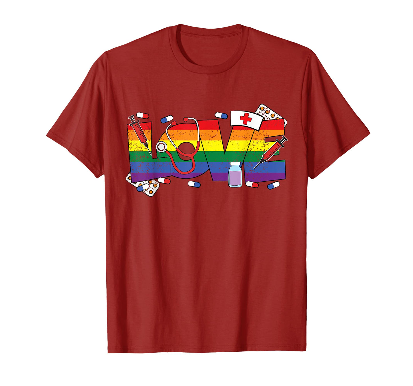 Gay Nurse LGBT-Q Pride Rainbow Flag RN LPN Nursing T-Shirt
