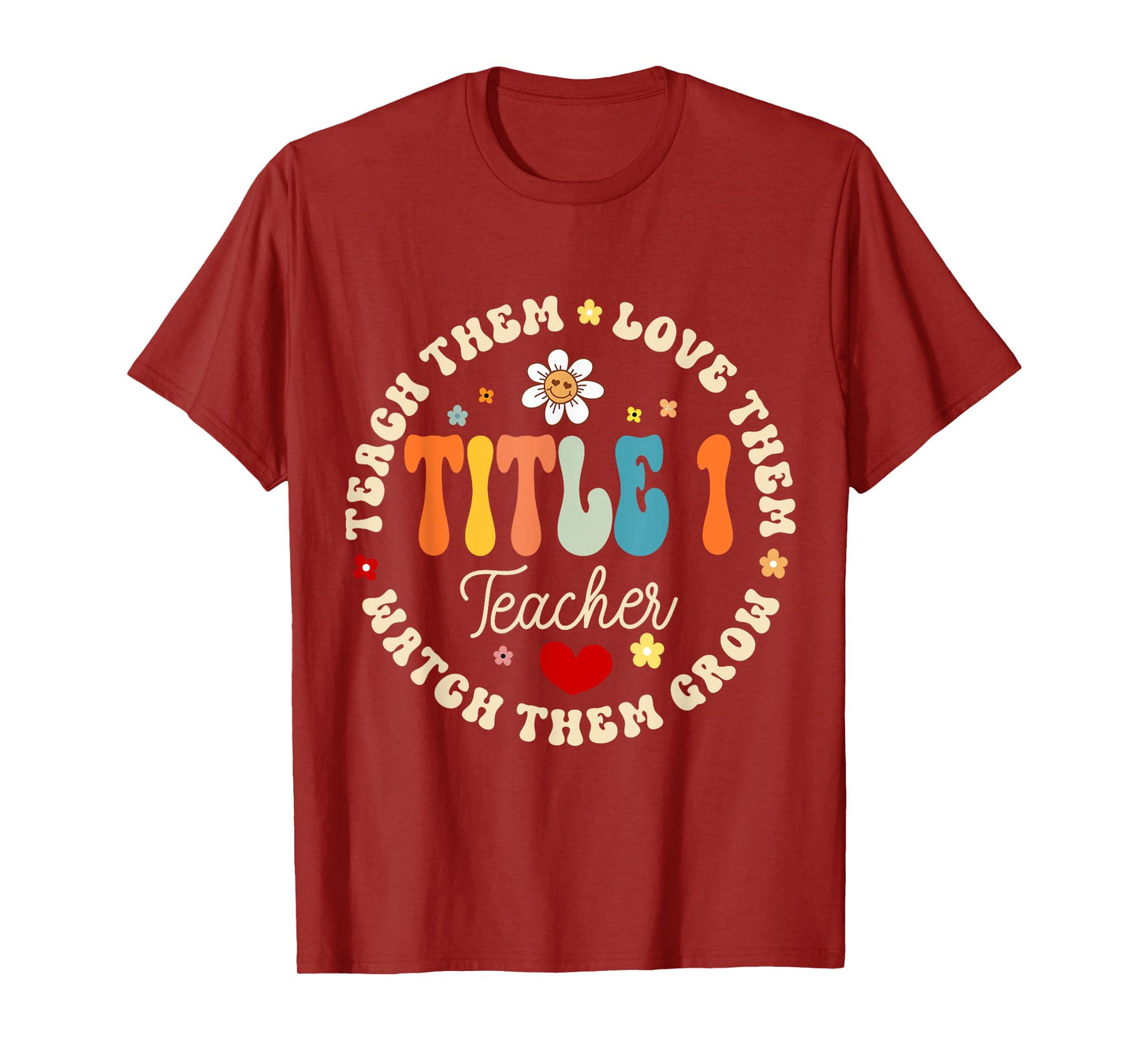 Groovy Title 1 teacher squad cute title 1 Reading Men Women Kids T-Shirt