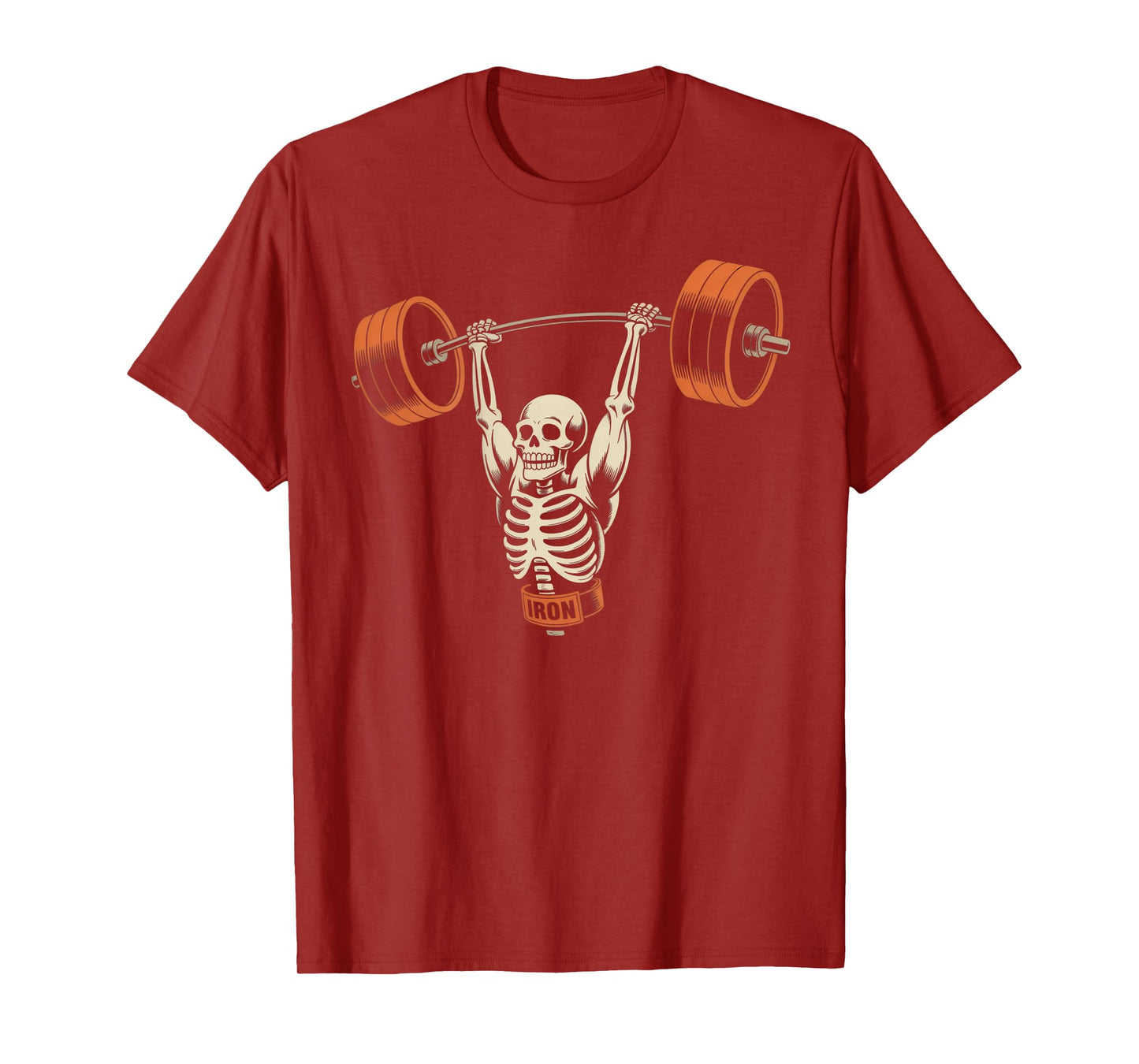 Funny Skeleton Images Skeleton Lifting Weights Too Backprint T-Shirt
