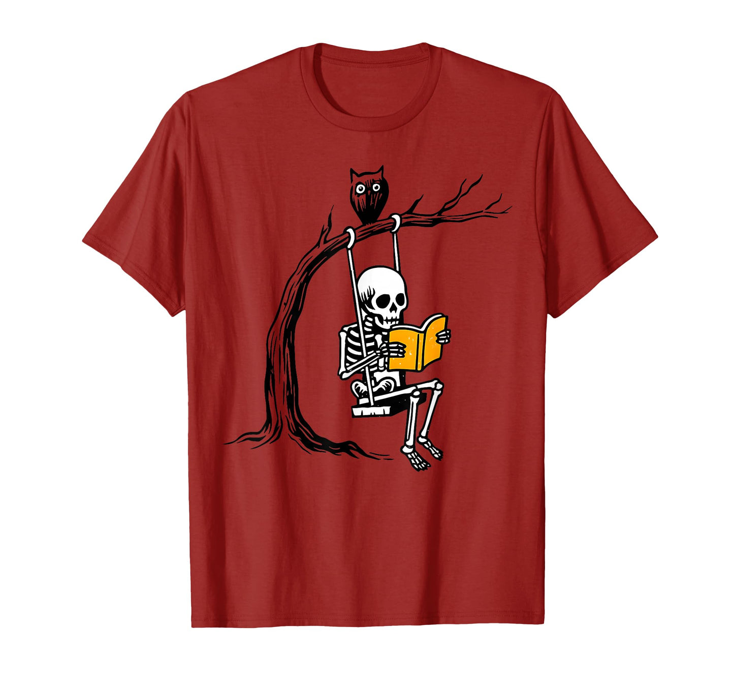 Halloween Skeleton Swing Reading Vintage Costume Women Men T-Shirt
