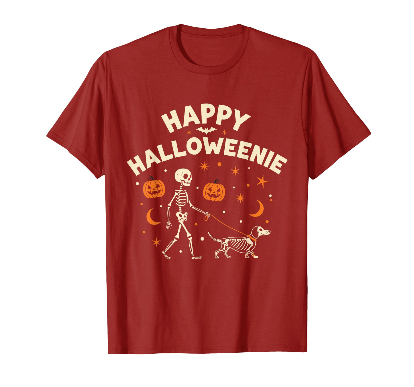 Happy Halloweenie Funny Halloween Skeleton Dachshund Dog T-Shirt