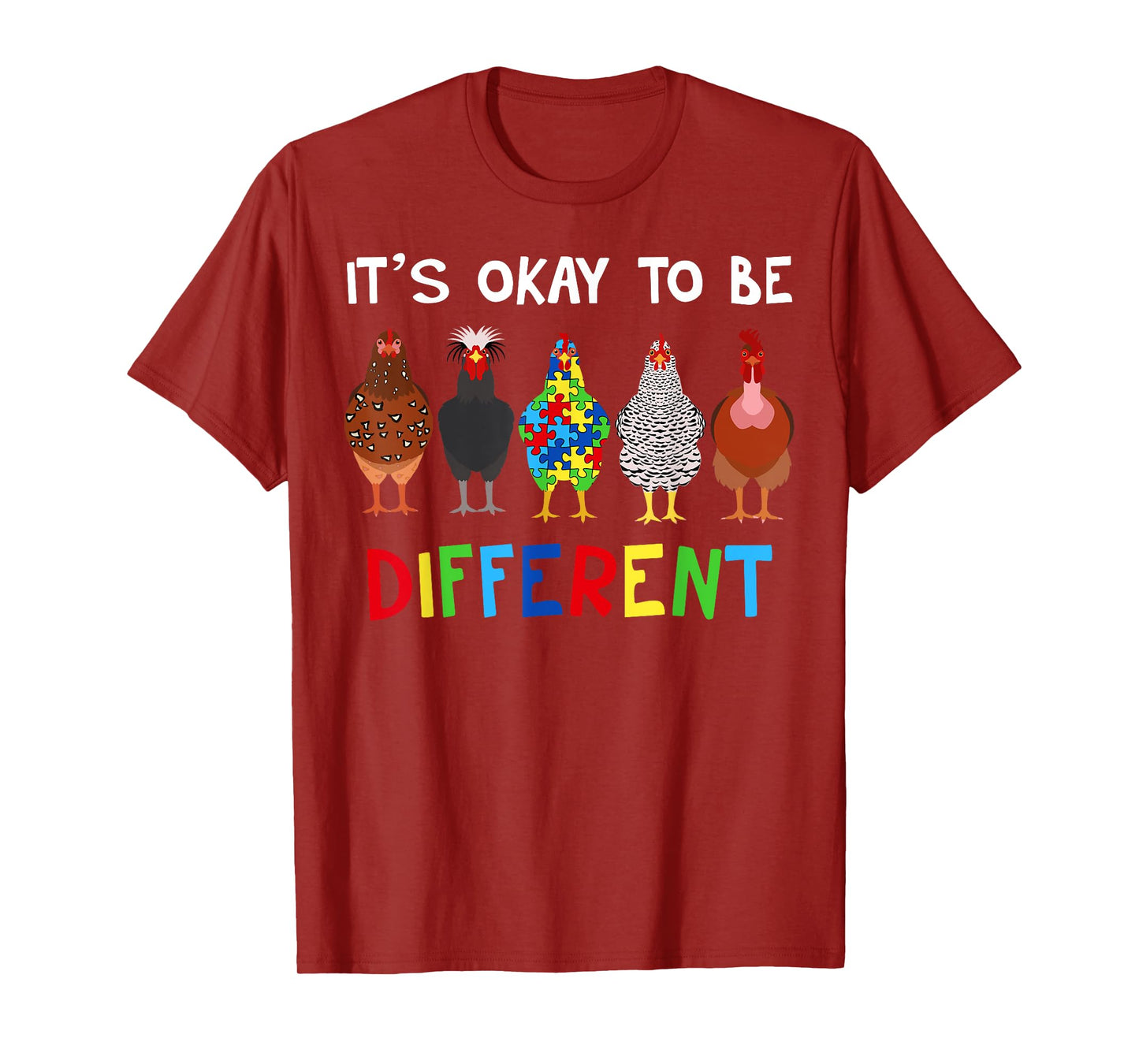 It's OK To Be Different Cute Puzzle Chicken Autism Awareness T-Shirt