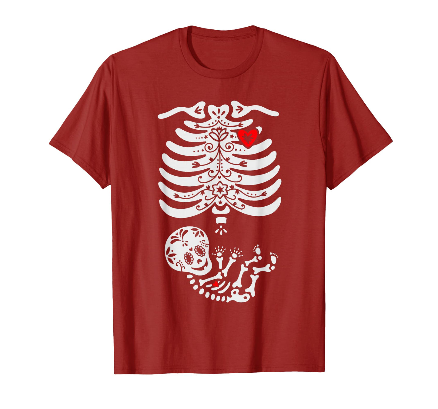 Sugar Skull Skeleton Halloween Pregnancy Annoucement Mom T-Shirt