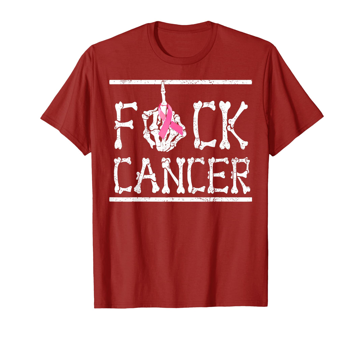 Fuck Cancer Skeleton Hand Bones Pink Breast Cancer Awareness T-Shirt