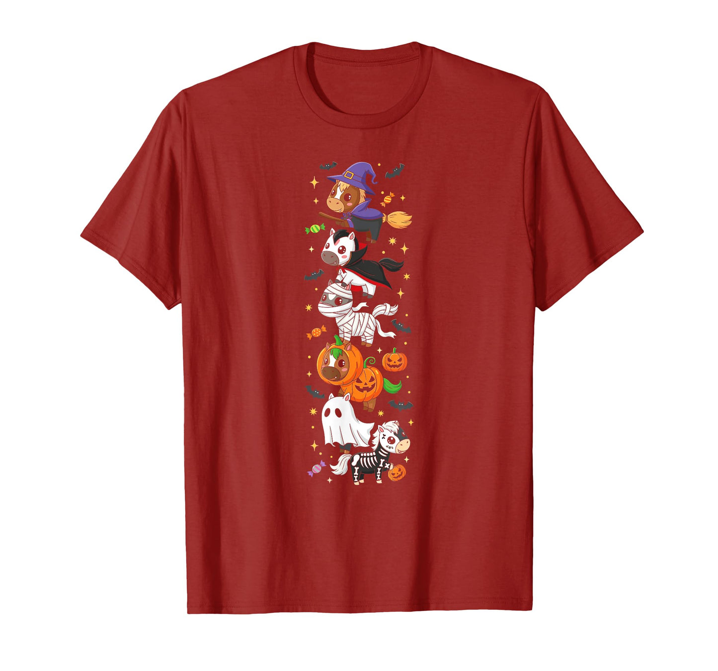 Funny Horse Witch Vampire Ghost Halloween Kids Mens Womens T-Shirt