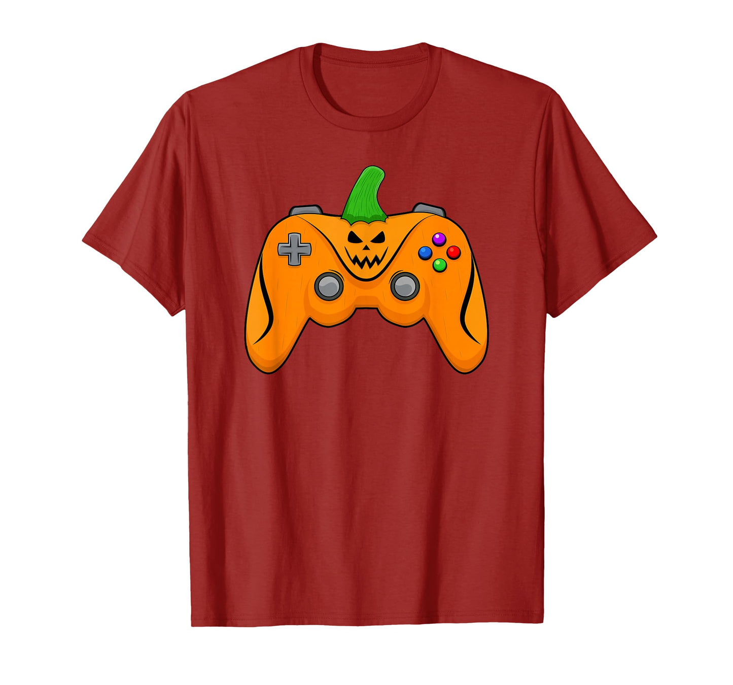 Video Game Controller Pumpkin Face Halloween Gamer Boys Men T-Shirt