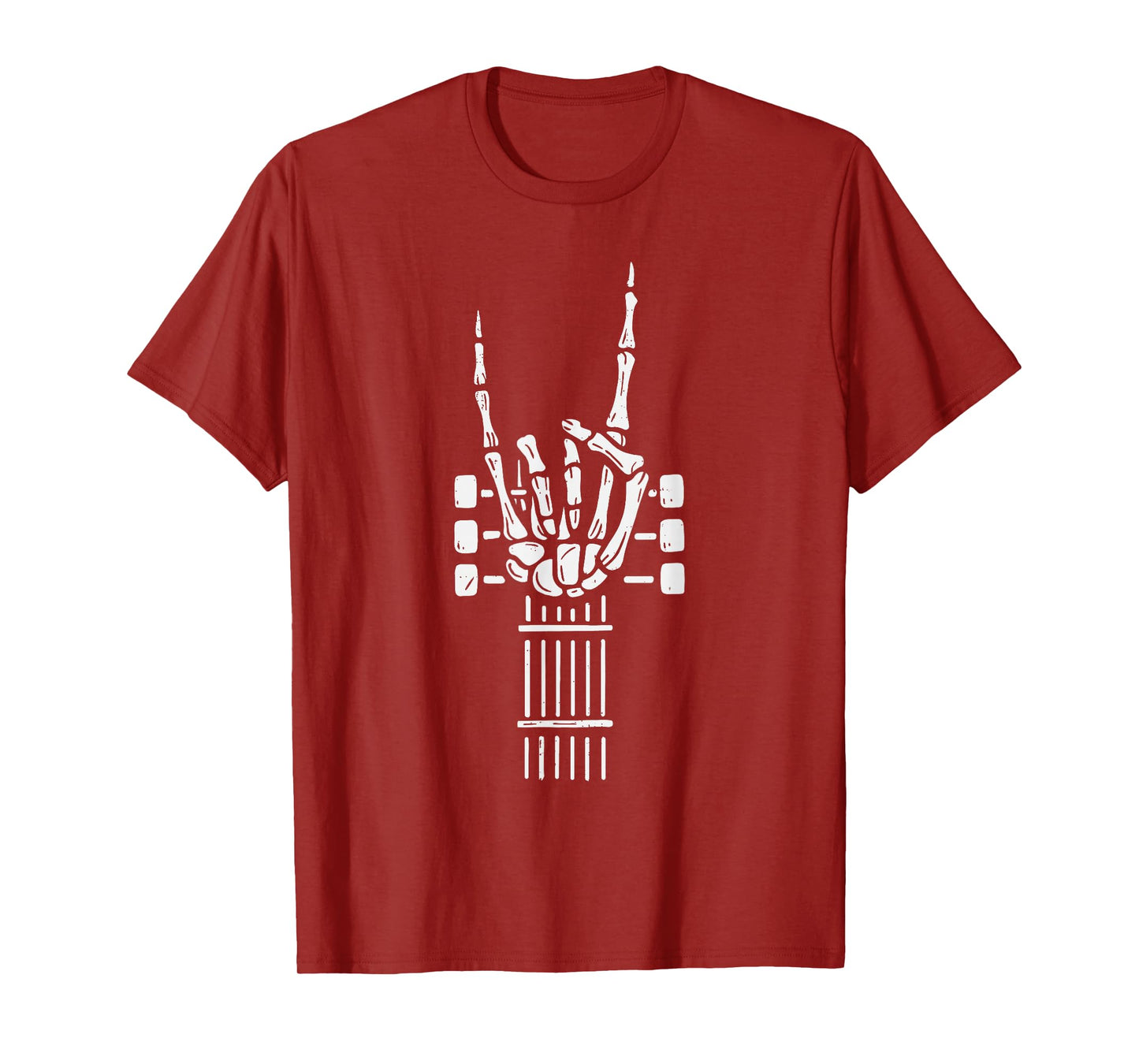 Rock On Skeleton Hand Guitar Guitarist Funny Music Halloween T-Shirt