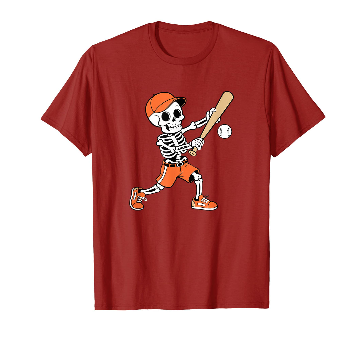 Funny Spooky Skeleton Batting Baseball Halloween T-Shirt