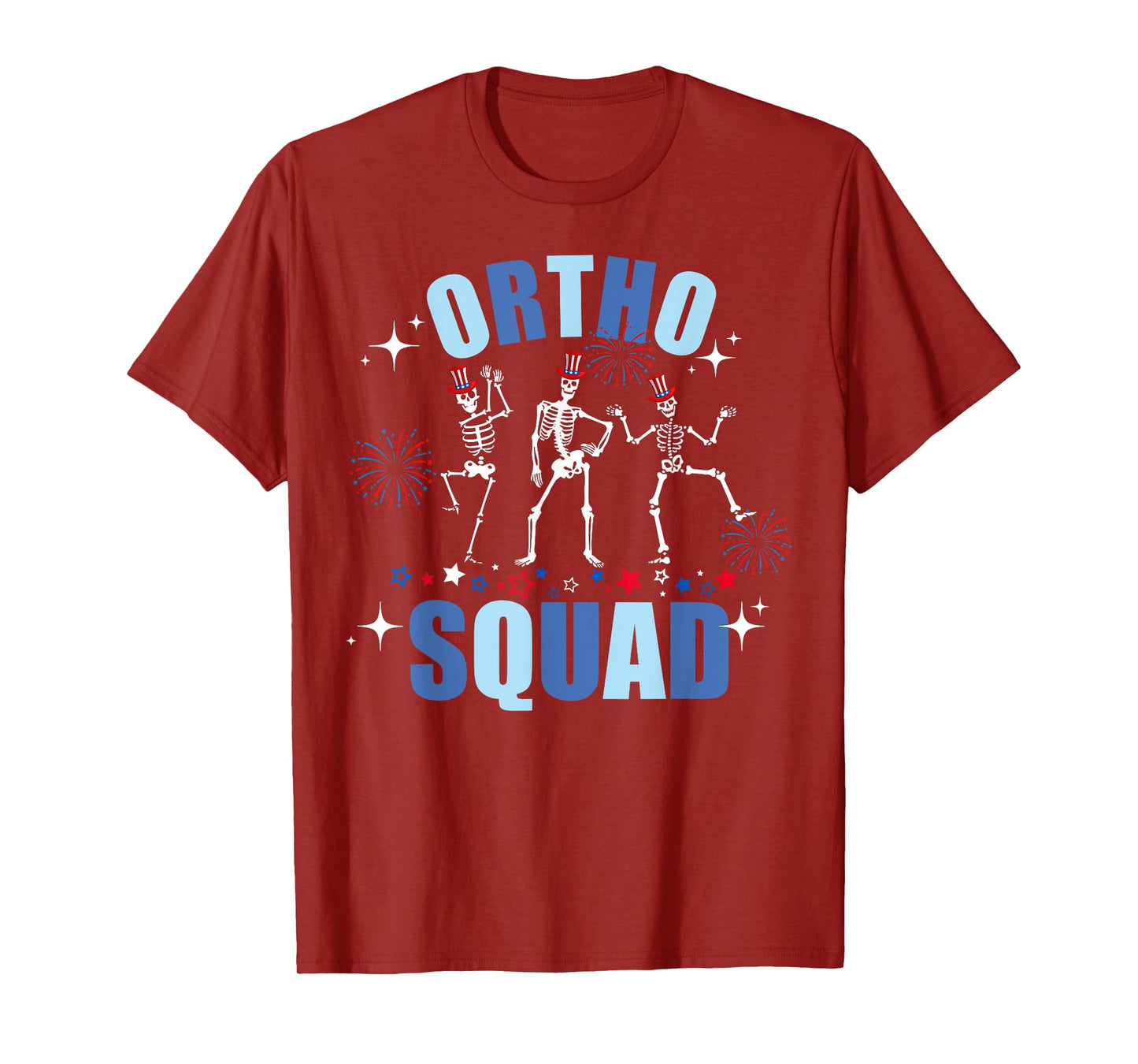 Skeleton Dancing Ortho Squad 4th Of July USA Flag Orthopedic T-Shirt