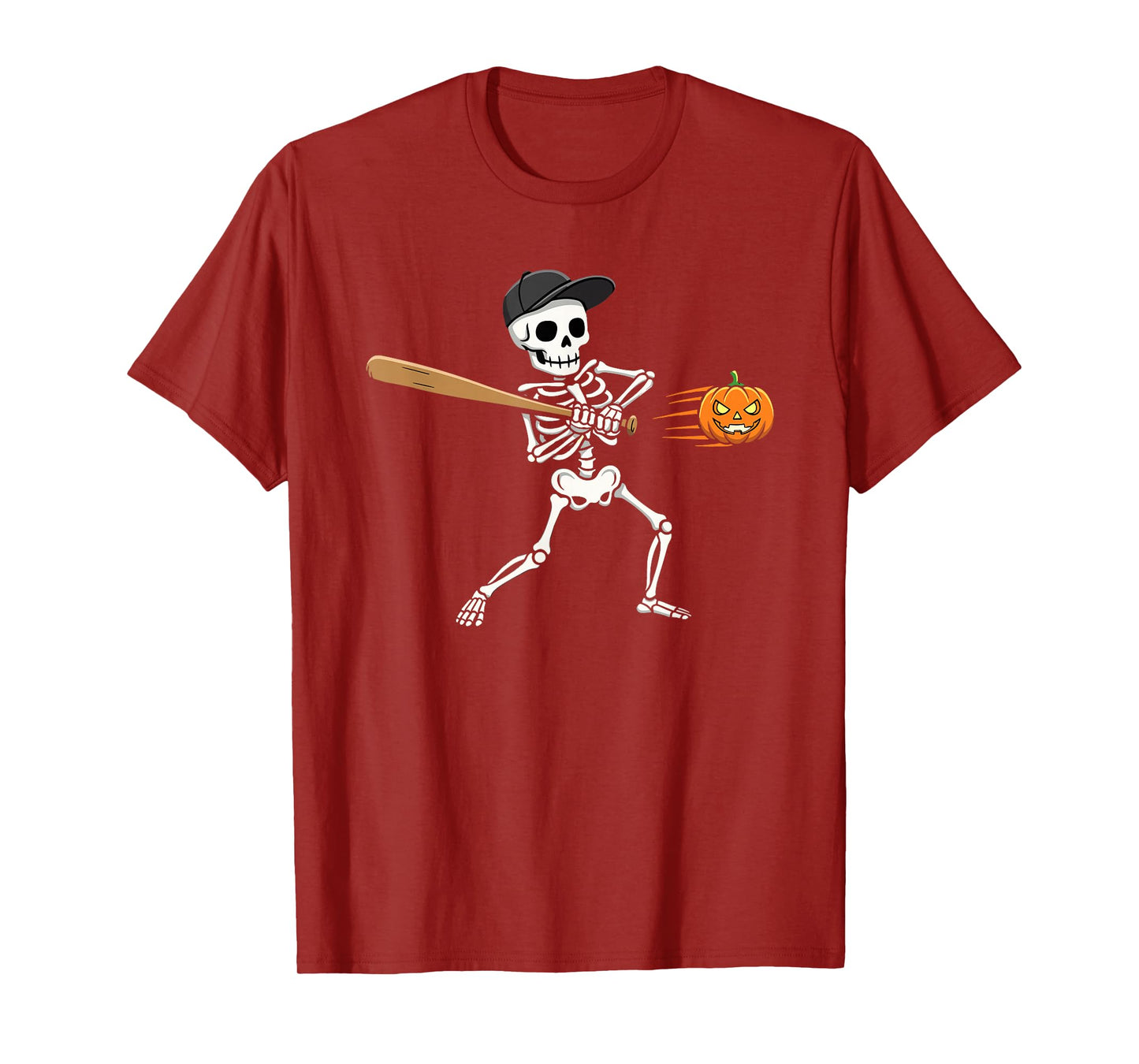 Halloween Baseball Skeleton Batter Hitting Pumpkin T-Shirt