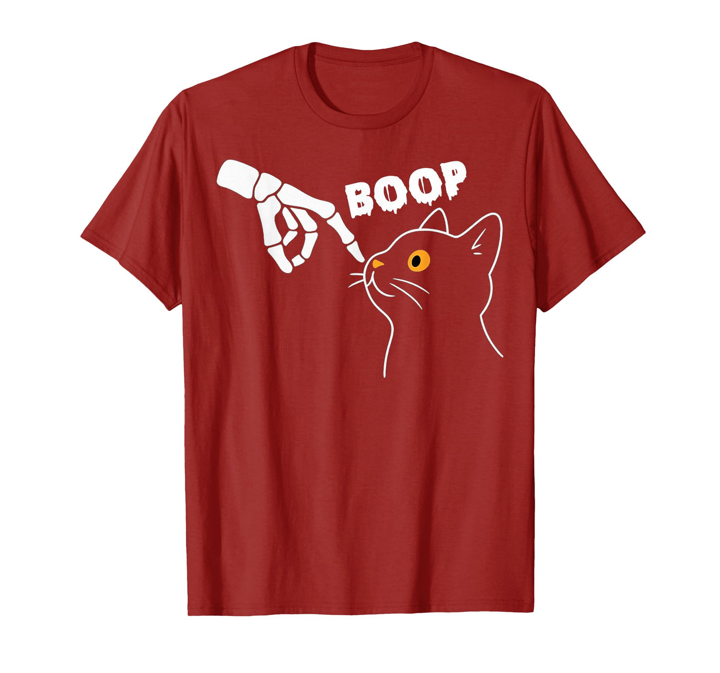 Skeleton Hand Boop On A Cat's Nose Funny Halloween Graphic T-Shirt