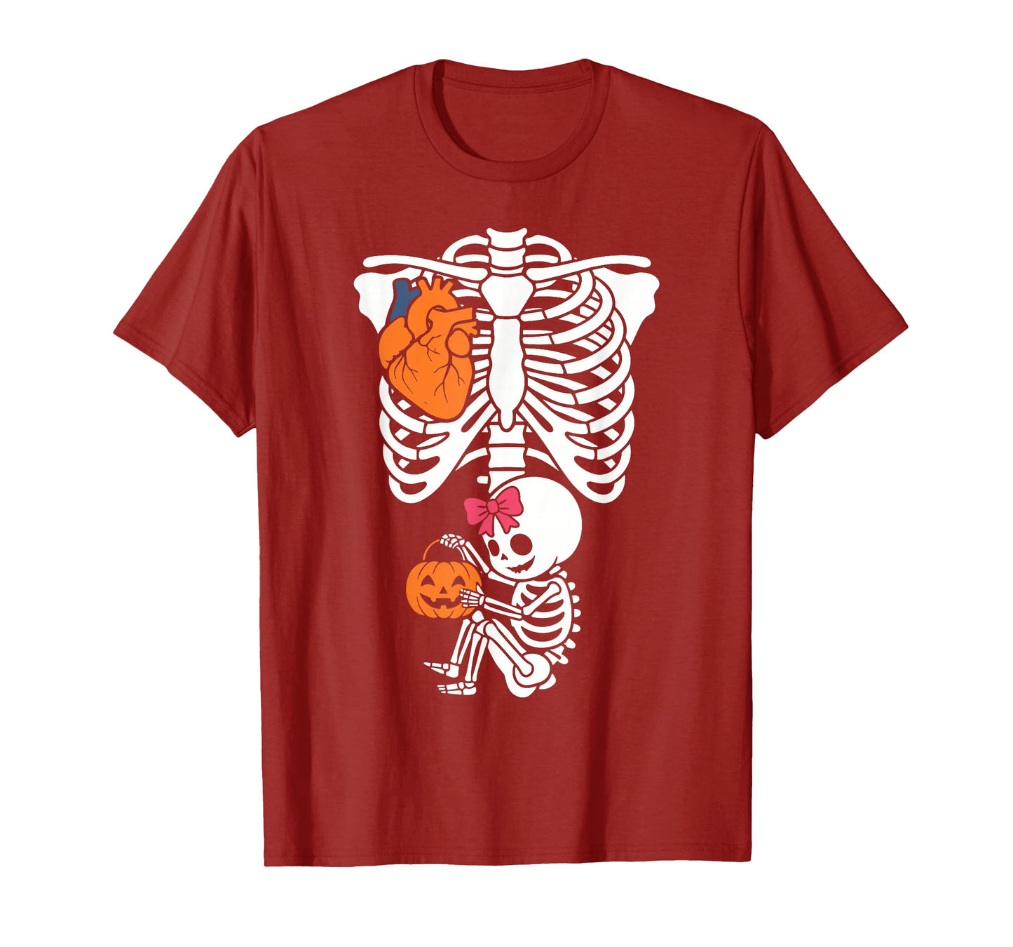 Pregnancy Skeleton with Baby Halloween Girl Pregnant Pumpkin T-Shirt