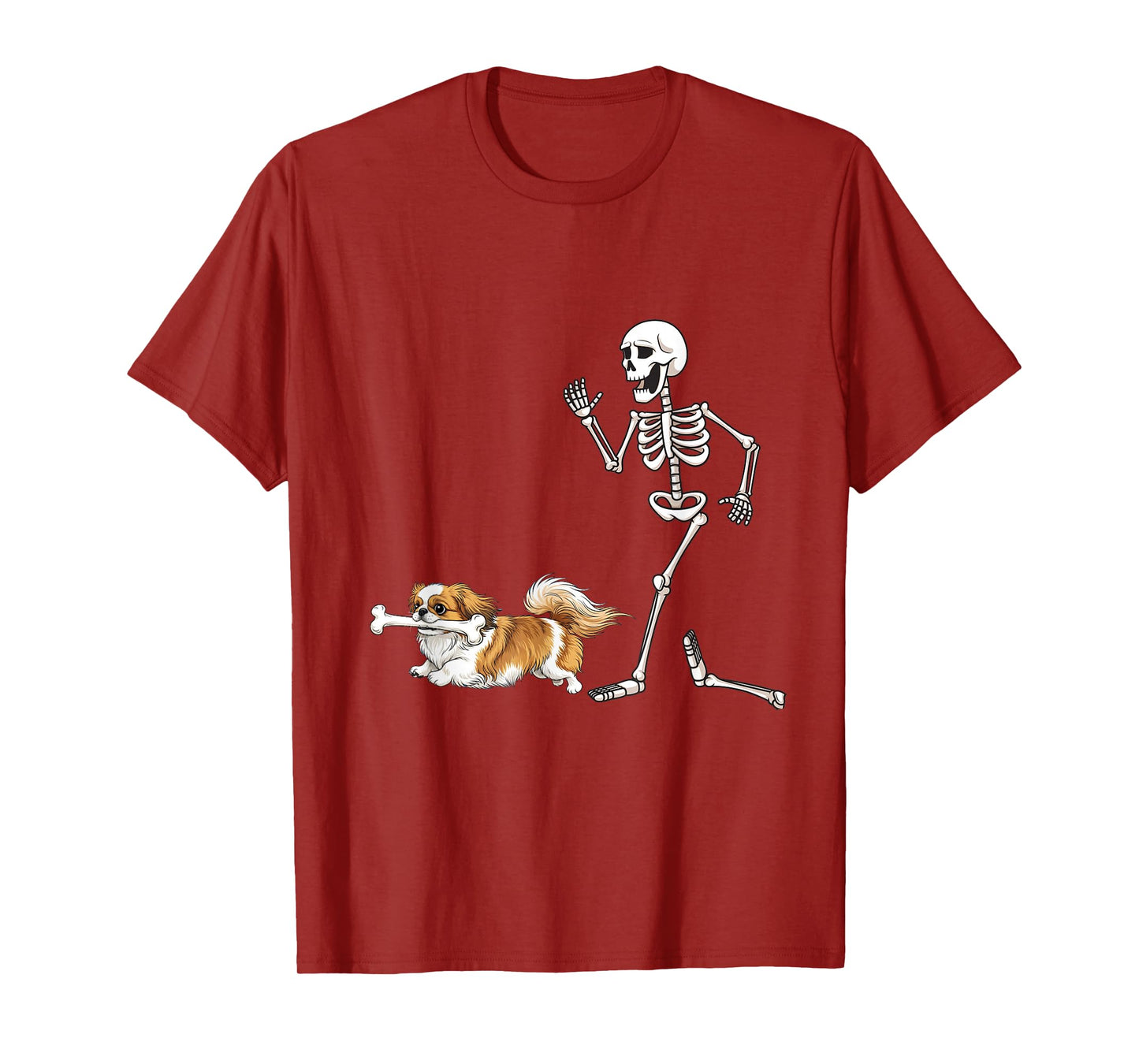 Funny Halloween Pekingese and Skeleton T-Shirt
