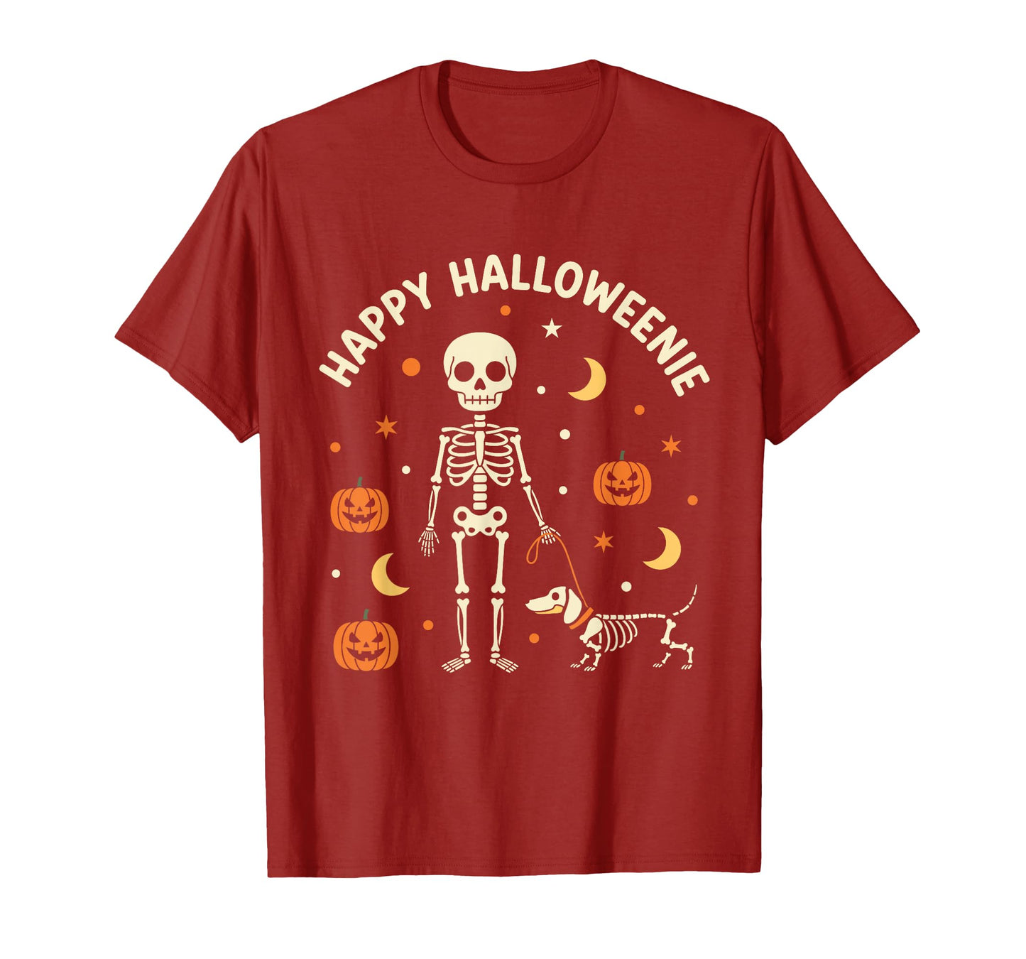 Happy Halloweenie Funny Halloween Skeleton Dachshund Dog T-Shirt