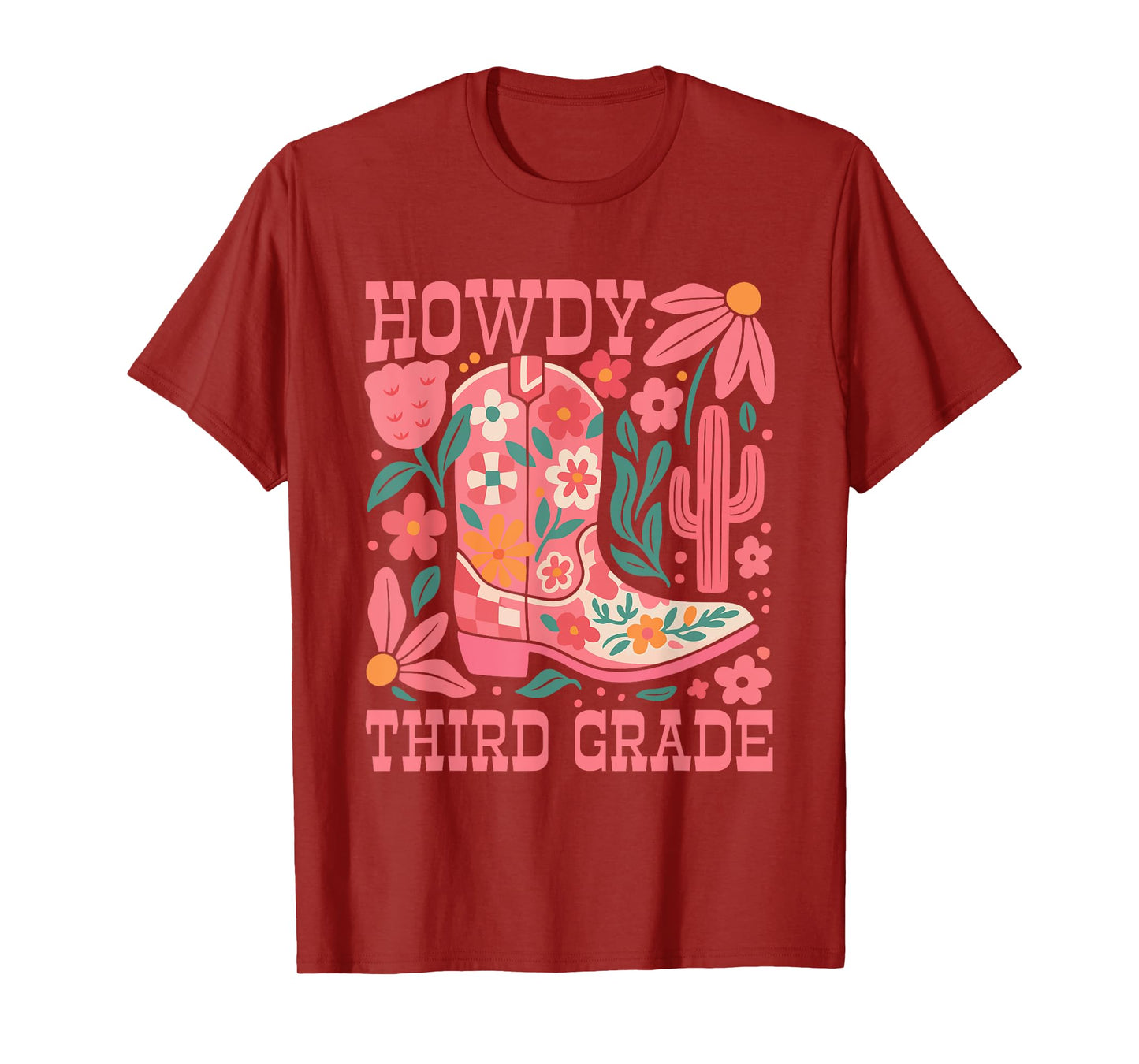 Howdy Third Grade Western 3rd Grade Teacher Cowboy Cowgirl T-Shirt