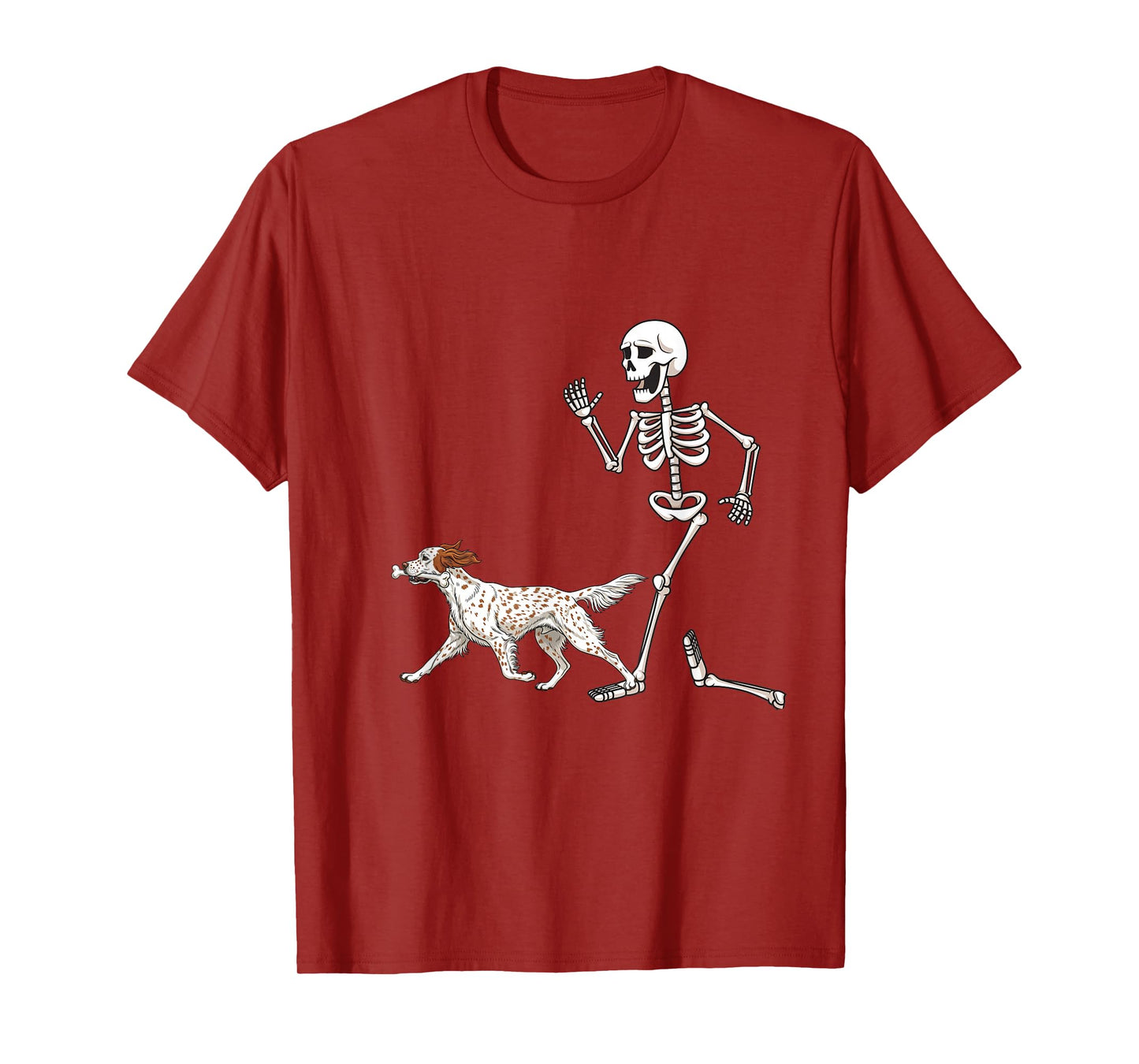 Funny Halloween English Setter and Skeleton T-Shirt