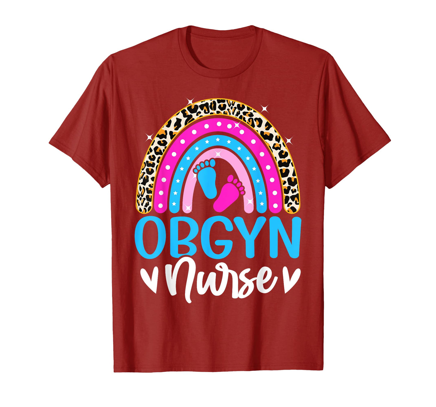 Obgyn Nurse Leopard Rainbow Obstetrician and Gynecologist T-Shirt
