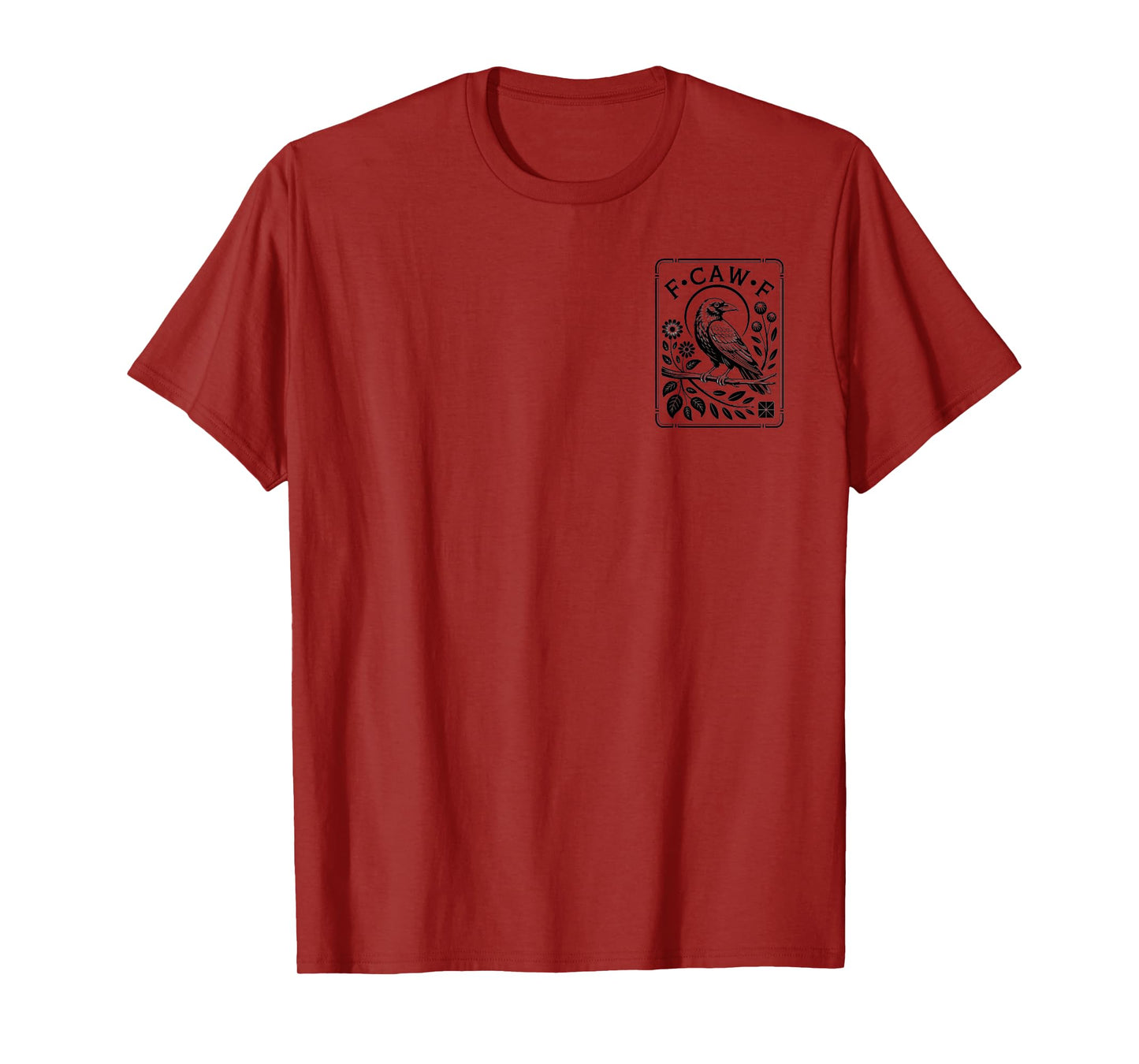 F-CAW-F Vintage Raven Artwork Gothic Bird Floral Style T-Shirt