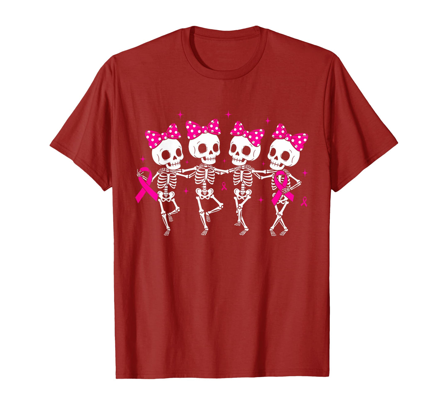 Funny Skeleton Pink Ribbon Breast Cancer Awareness T-Shirt