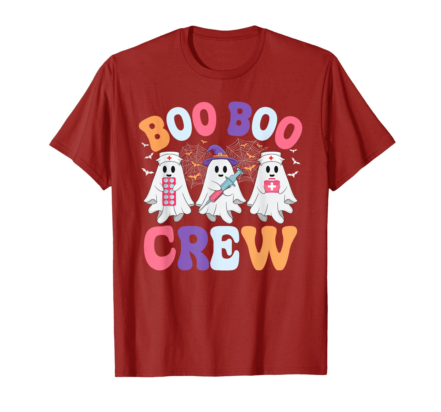 Groovy Nurse Scrub Top Spooky Boo Crew Ghost Nurse Halloween T-Shirt