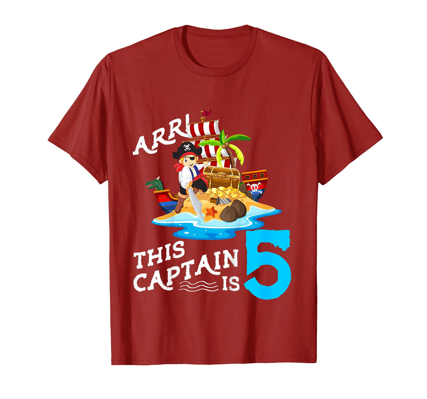 Kids 5 Year Old Pirate Birthday Boy This Captain Is 5 T-Shirt