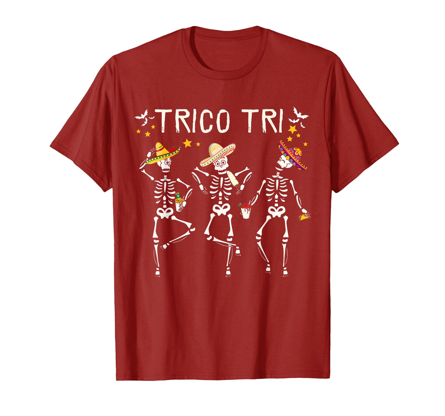 Funny Trico Tri Latina Spanish Halloween Skeleton T-Shirt