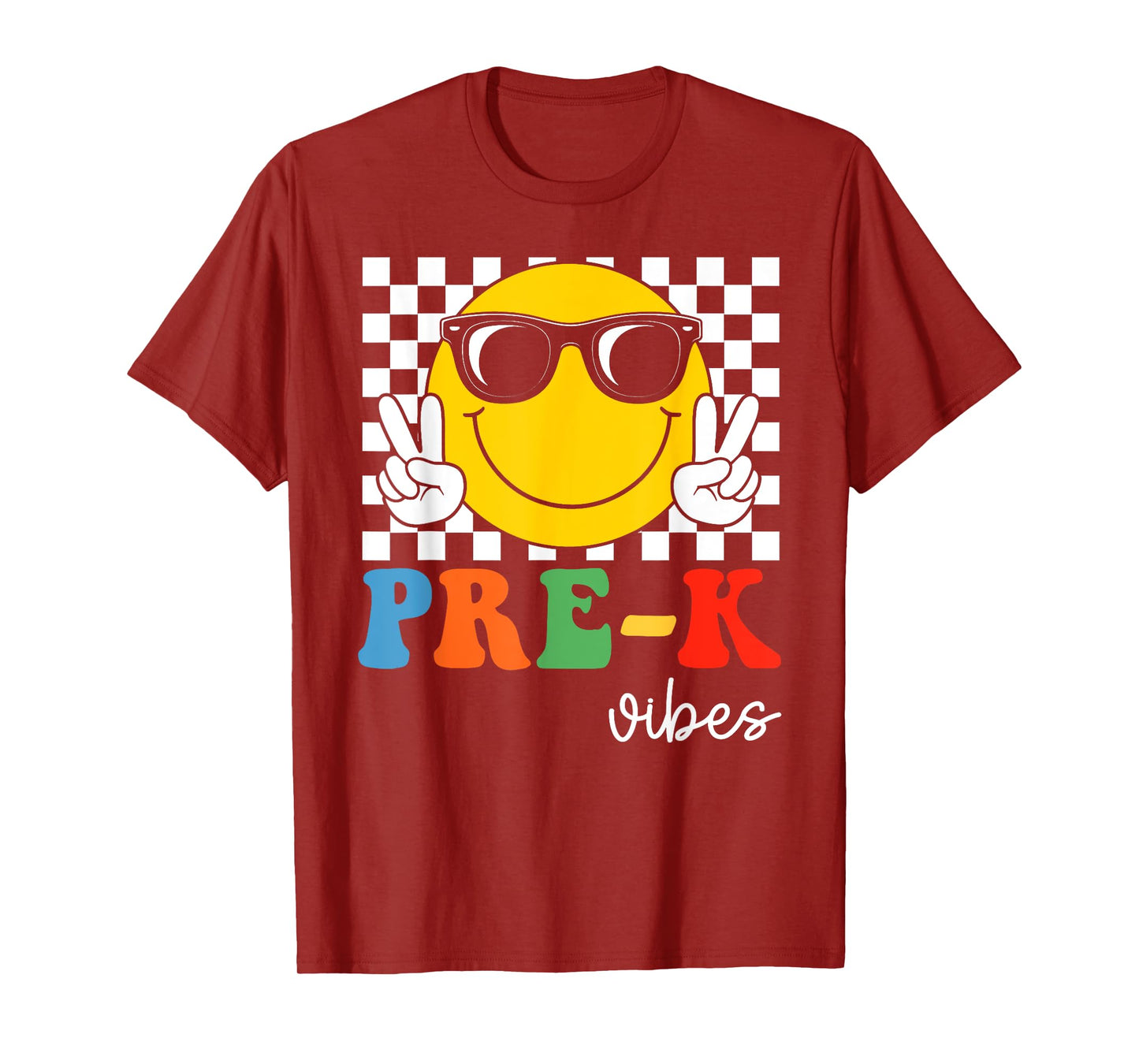 Pre-K Vibes Retro Smile Teacher Kids Team Preschool Girls T-Shirt