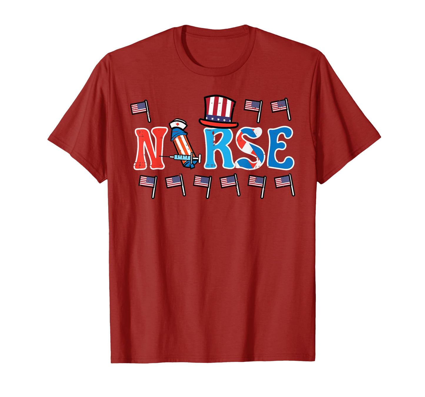 4th Of July Nurse US Flags Patriotic Scrub Top Women Men T-Shirt