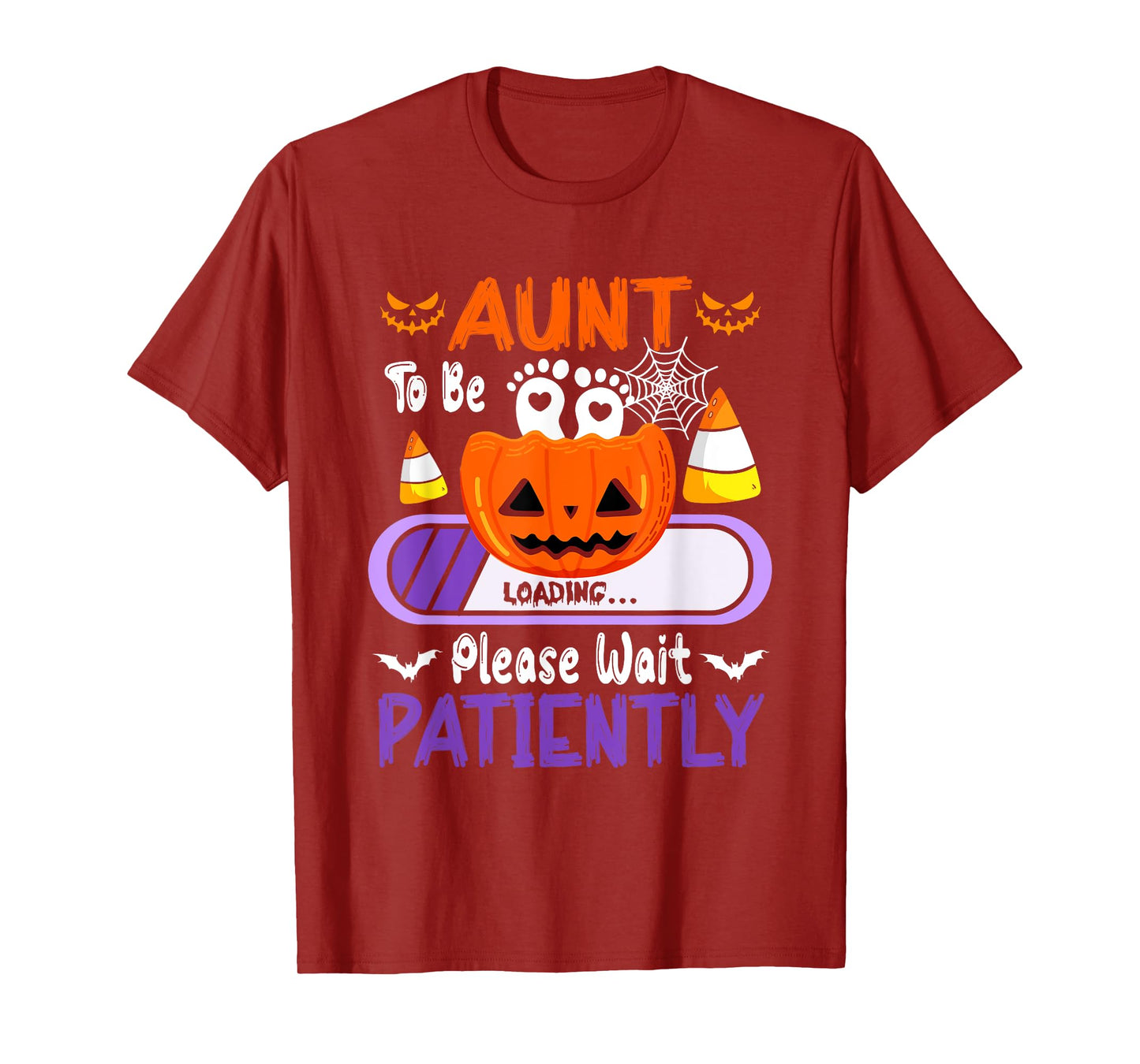 Aunt to Be Loading Halloween Pumpkin Expecting New Baby T-Shirt