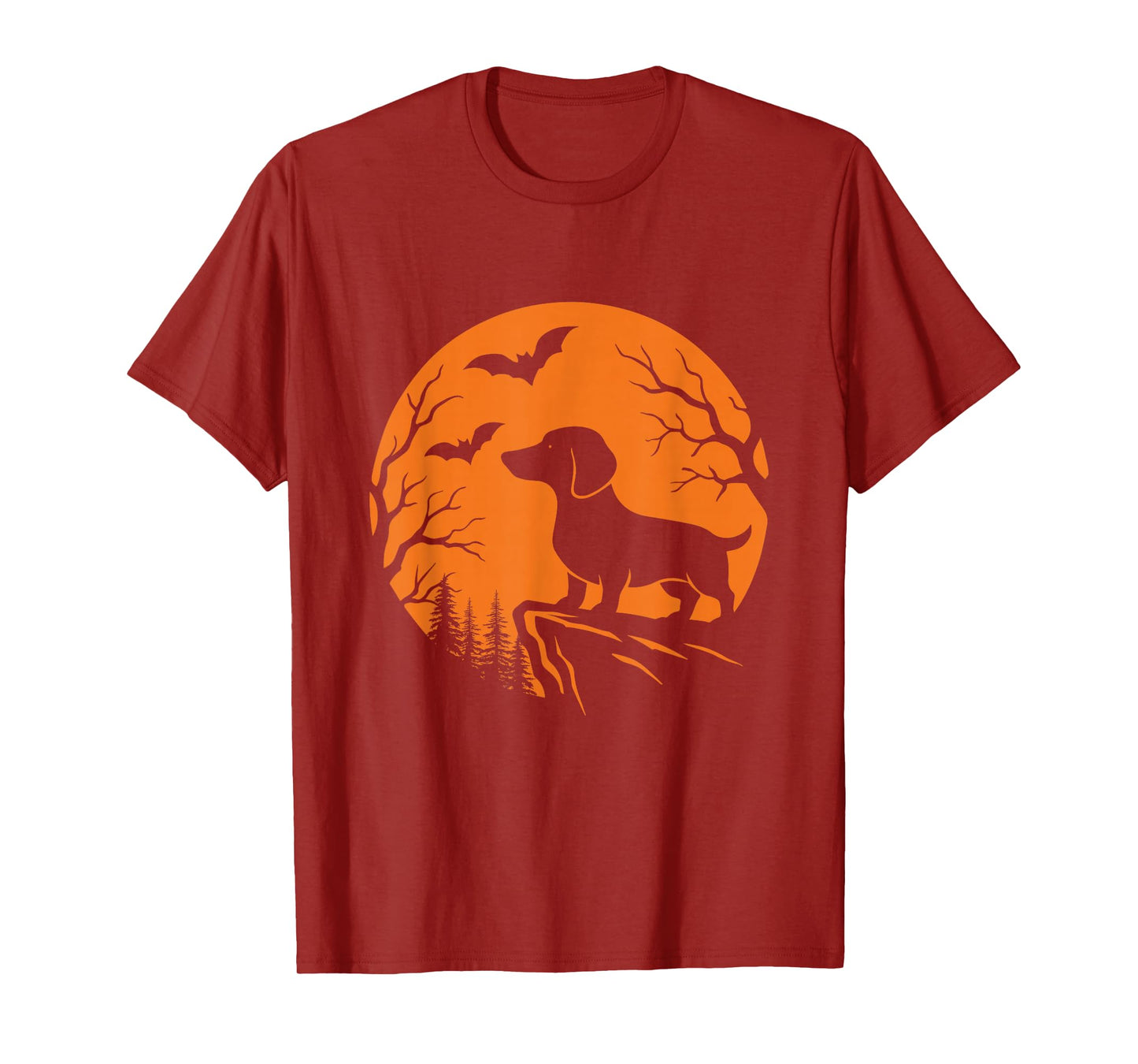 Weiner Dog Moon - Spooky Halloween Dachshund Sausage Dog T-Shirt