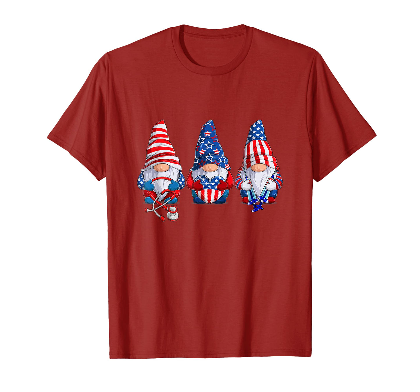 Stethoscope Nurse Life 4th July Gnome Nurse Independence Day T-Shirt