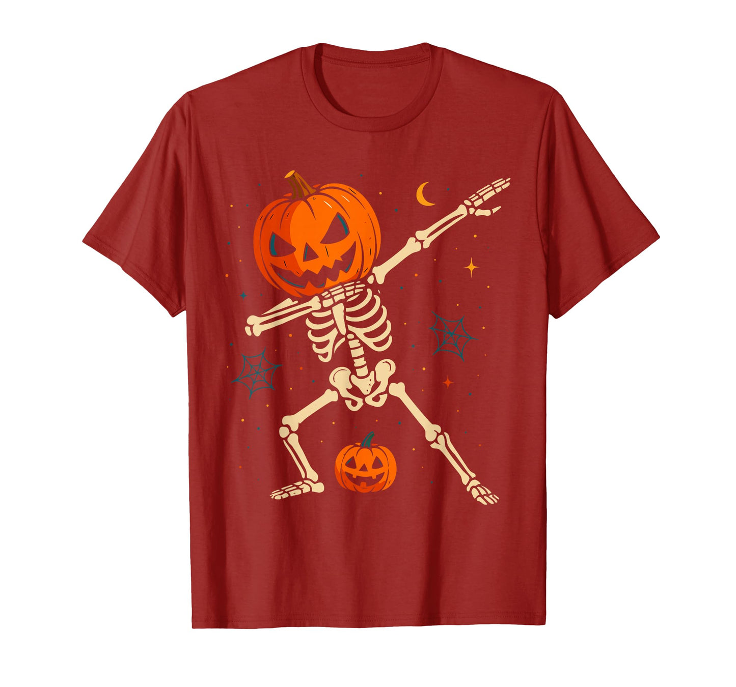 Dabbing Pumpkin Skeleton Funny Halloween Dance Design T-Shirt