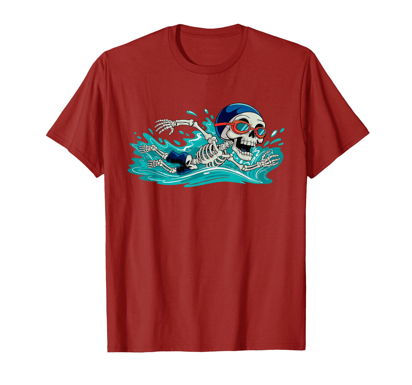 Funny Skeleton Swimming Halloween Costume Funny Mens Womens T-Shirt