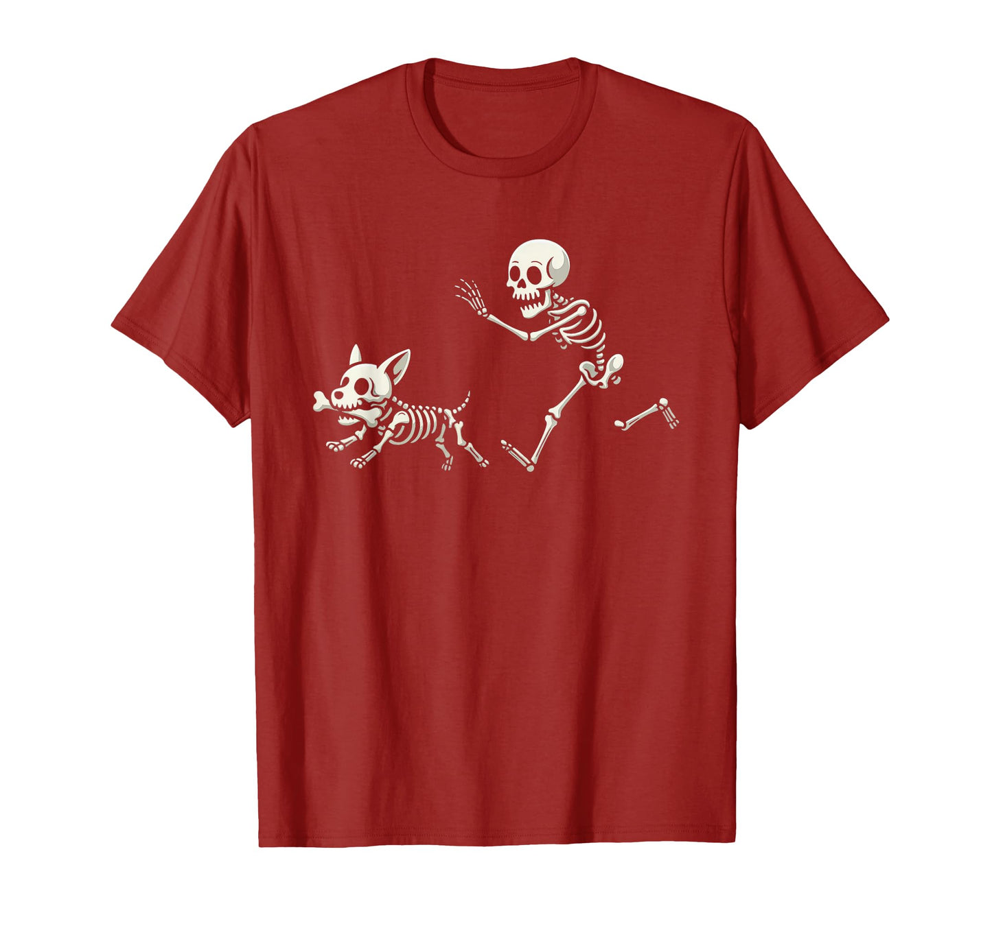 Funny Skeleton Chasing Corgi Halloween Dog Mom Pet Lover T-Shirt