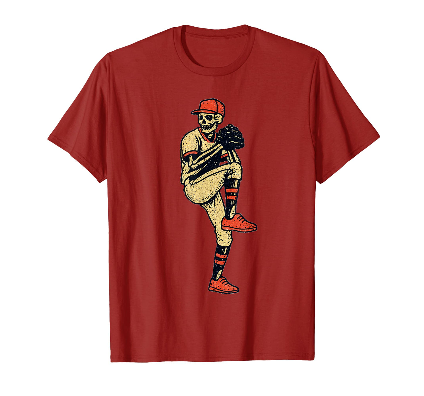 Vintage Halloween Skeleton Baseball Funny Spooky Costume T-Shirt