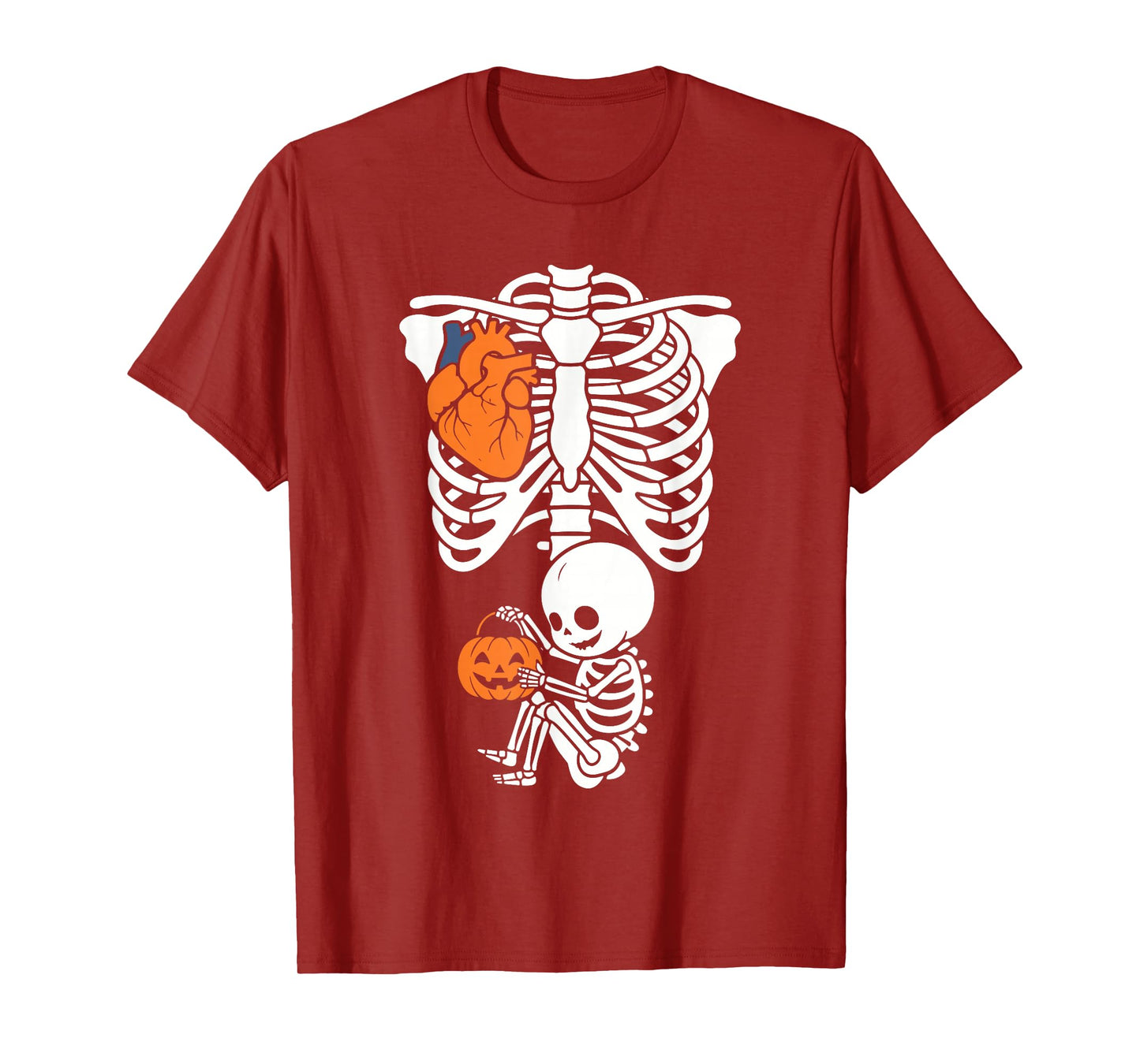 Pregnancy Skeleton with Baby Halloween Boy Pregnant Pumpkin T-Shirt