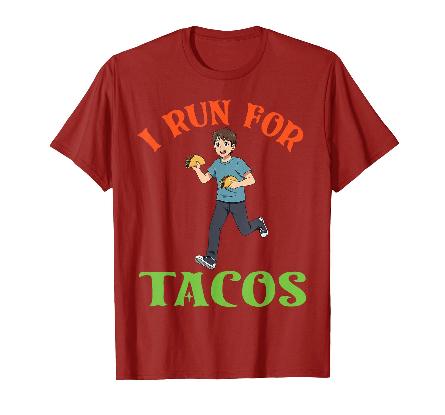 Cute Boy with Taco I Run for Tacos Funny Taco Runner Lover T-Shirt