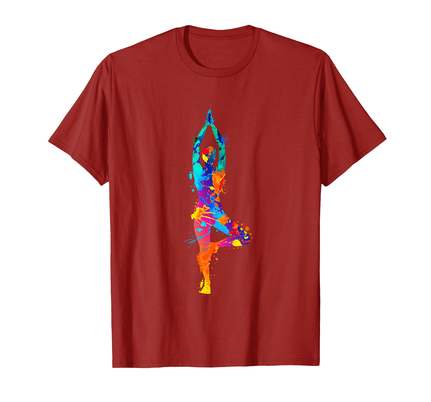 Artistic Yoga Watercolor Yoga Tree Colorful T-Shirt