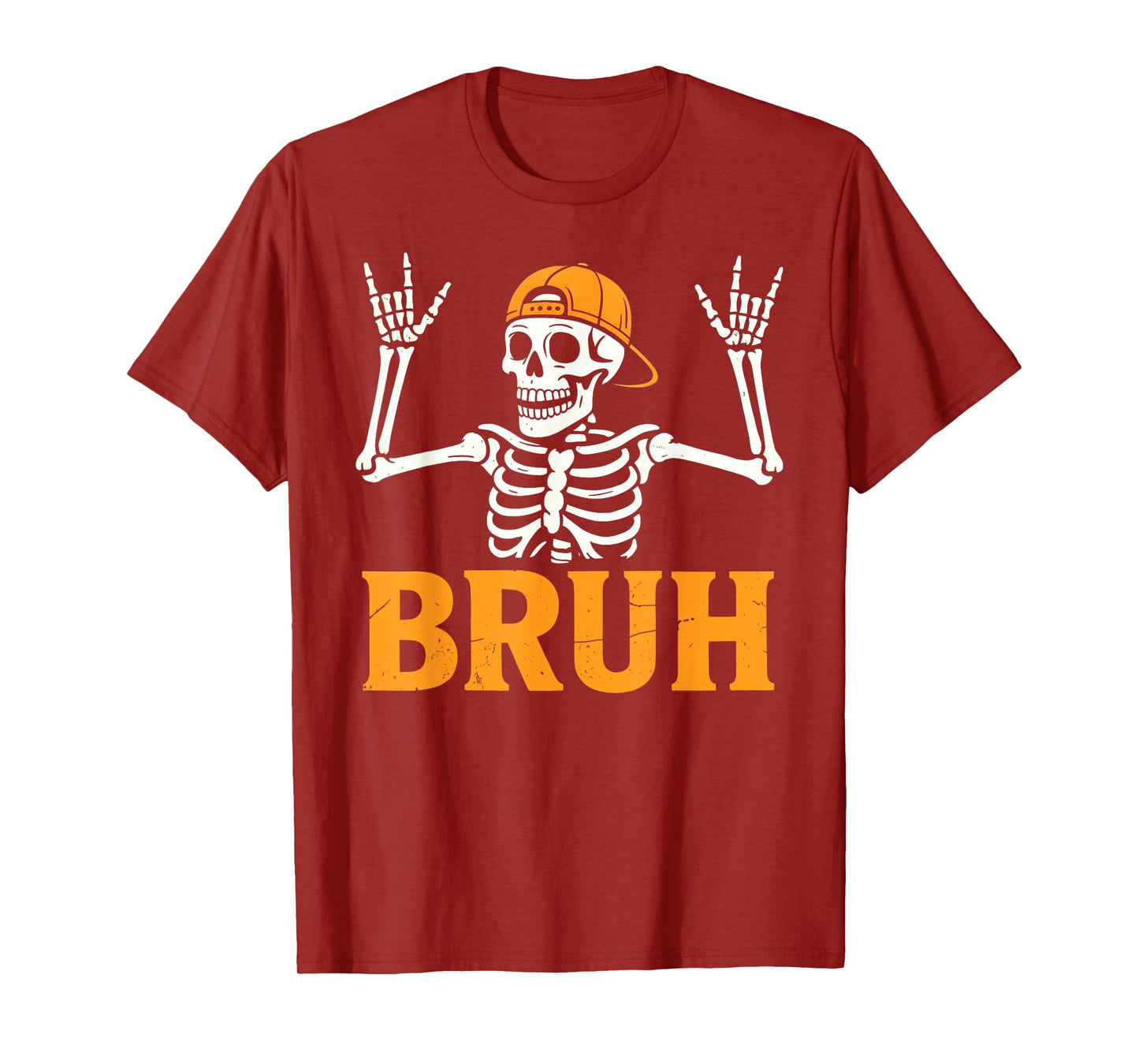 Bruh Punk Rock Skeleton Cool Rocker Halloween Men Boys Kids T-Shirt