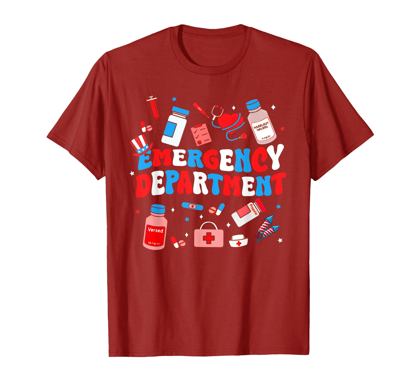 Emergency Department ER Nurse USA Flag Patriotic 4th Of July T-Shirt