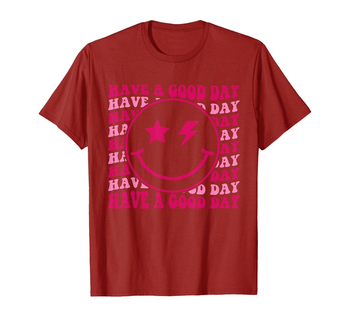 Retro Have A Good Day Happy Face Checkered Smile Face Trendy T-Shirt