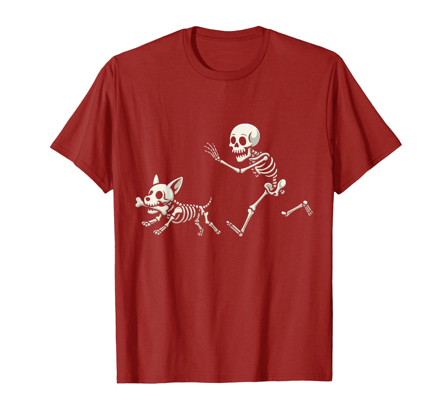 Halloween Dog, Funny Skeleton Chasing Dog Men Women T-Shirt