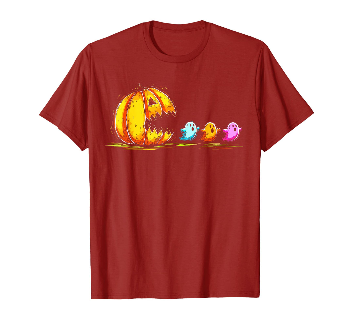 Retro Halloween Pumpkin Chasing Ghost Spooky Season T-Shirt
