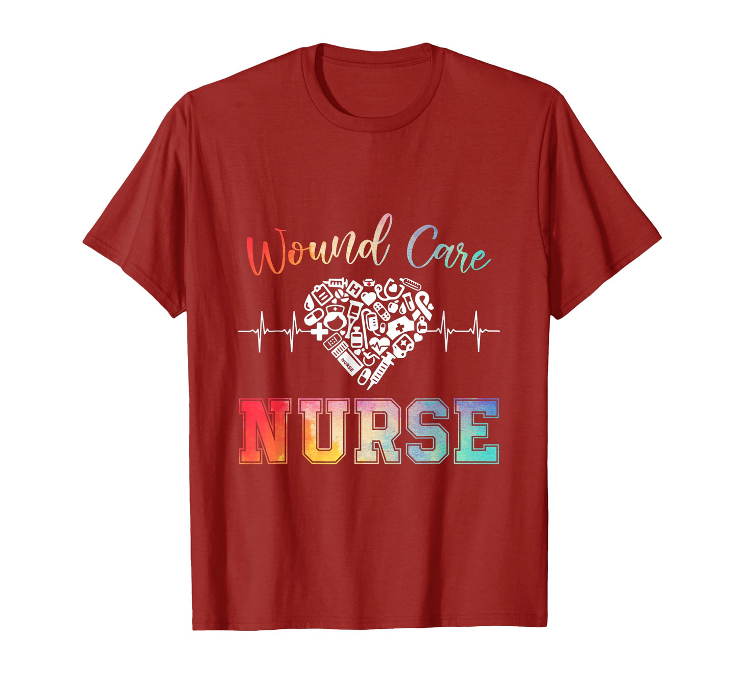 Wound Care Nurse Watercol Love Heart Stethoscope Nurse Women T-Shirt
