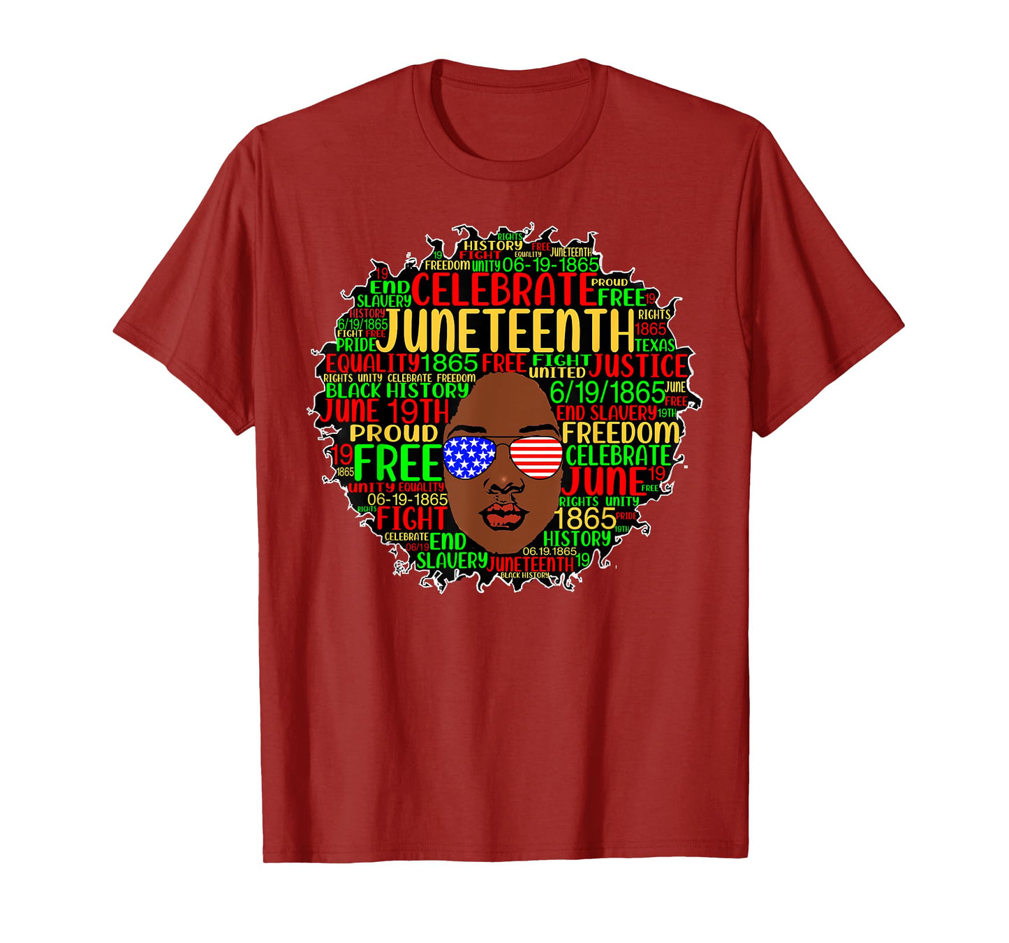Afro Word Art Juneteenth History Natural Hair Sunglasses T-Shirt