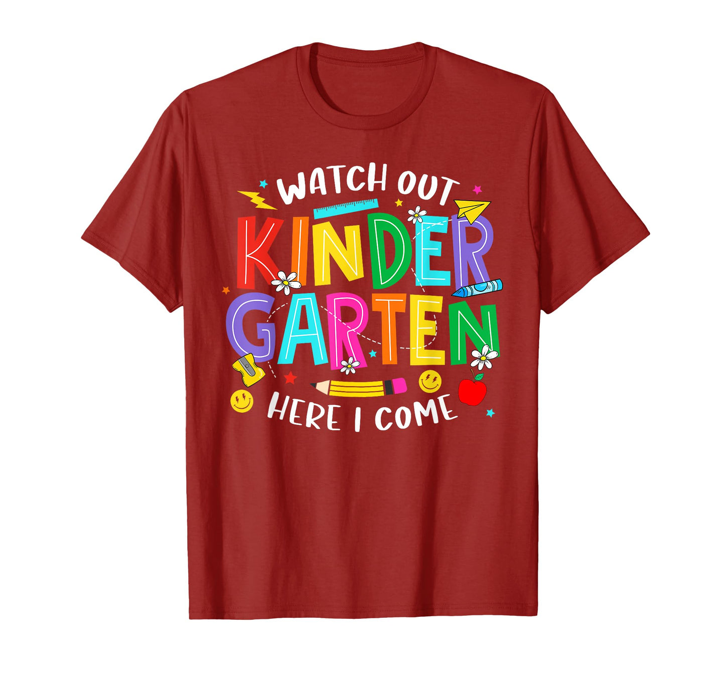 Watch Out Kindergarten Here I Come Kinder Back To School Kid T-Shirt
