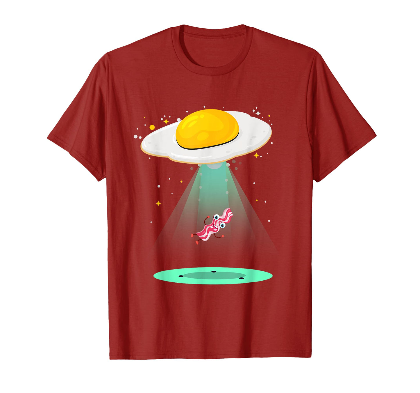 Funny Sunnyside Up Egg UFO Abduction Breakfast Bacon Lover T-Shirt